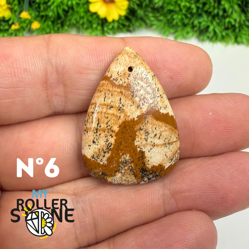 Colgante perforado Jasper Landscape 5A