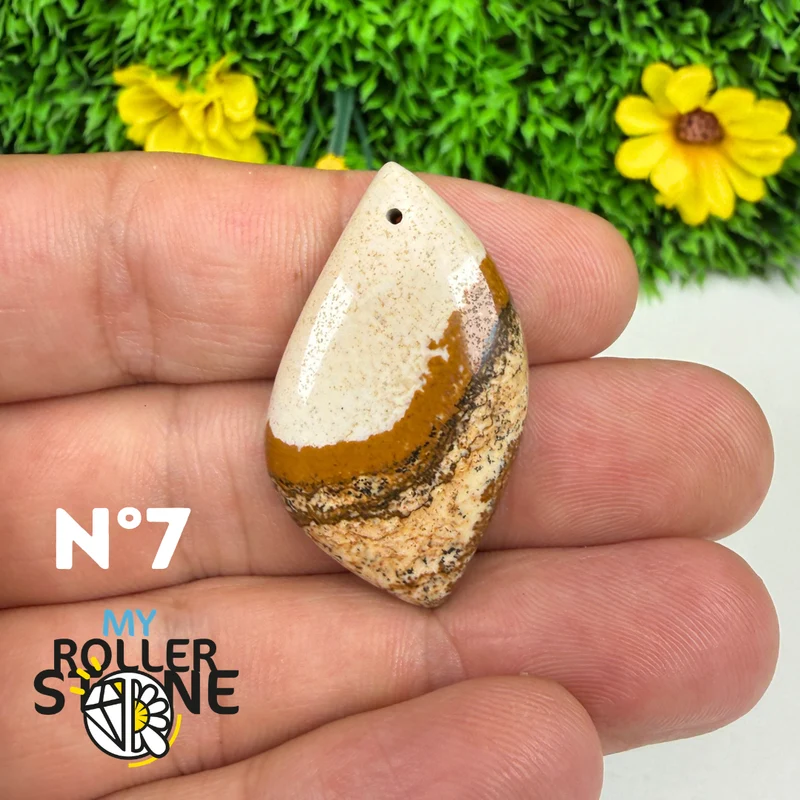 Colgante perforado Jasper Landscape 5A
