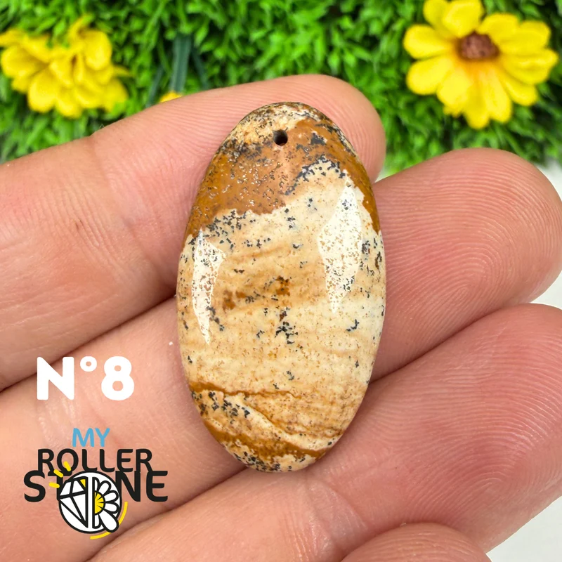 Colgante perforado Jasper Landscape 5A
