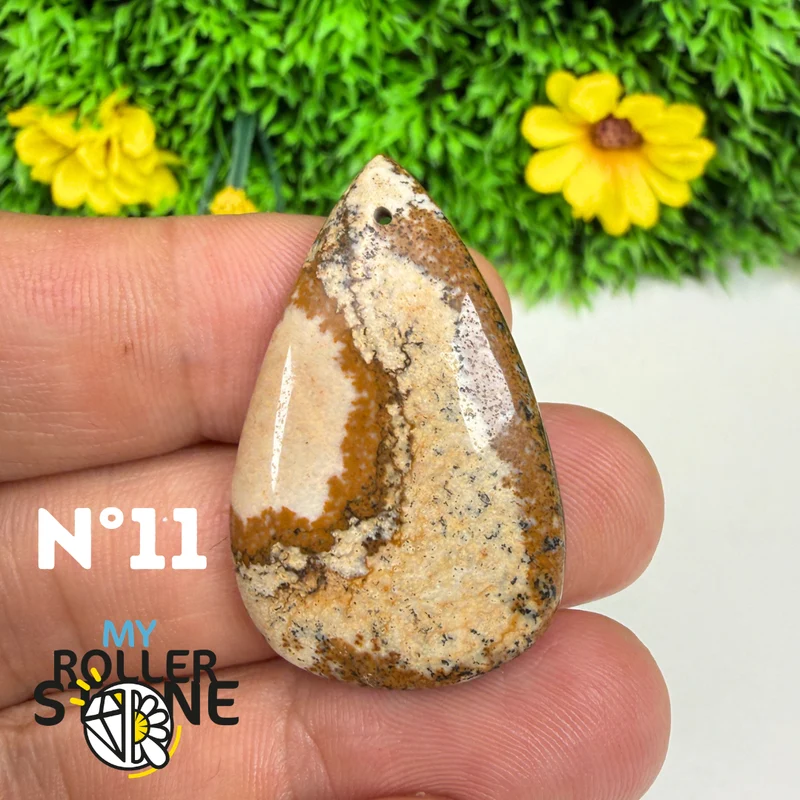 Colgante perforado Jasper Landscape 5A