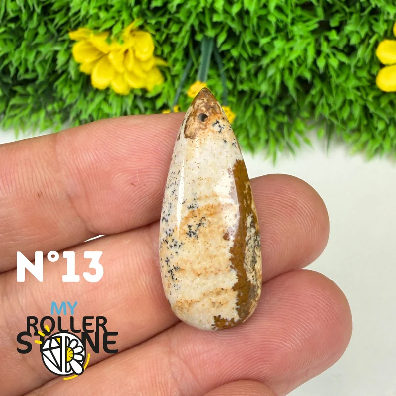 Colgante perforado Jasper Landscape 5A