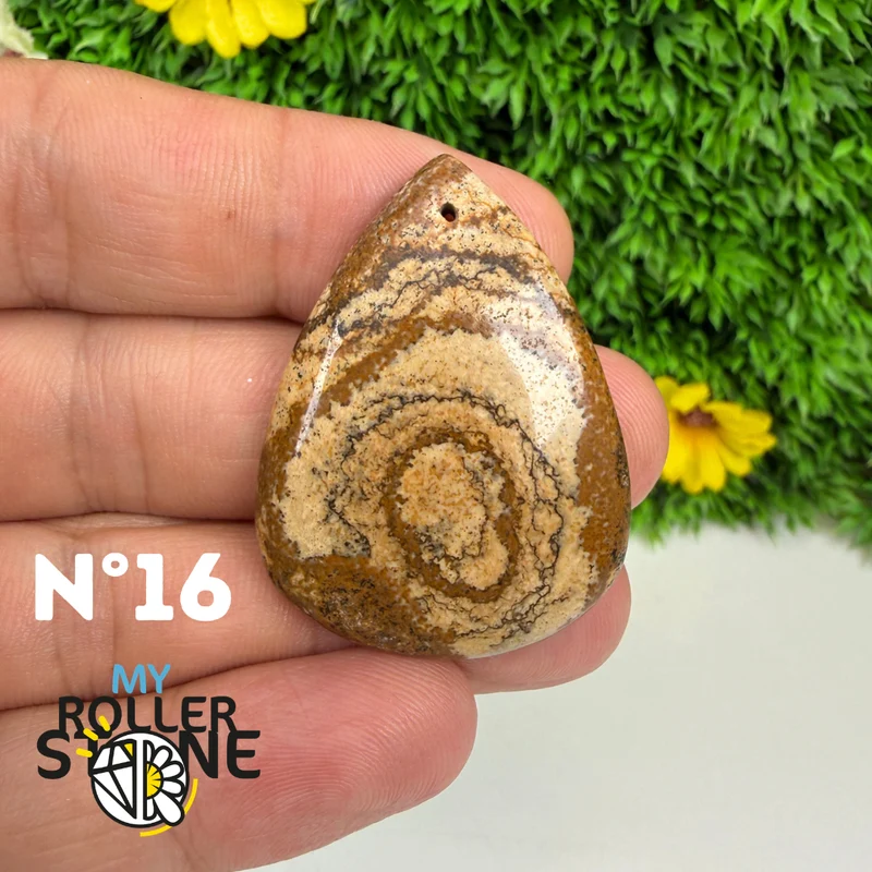 Colgante perforado Jasper Landscape 5A
