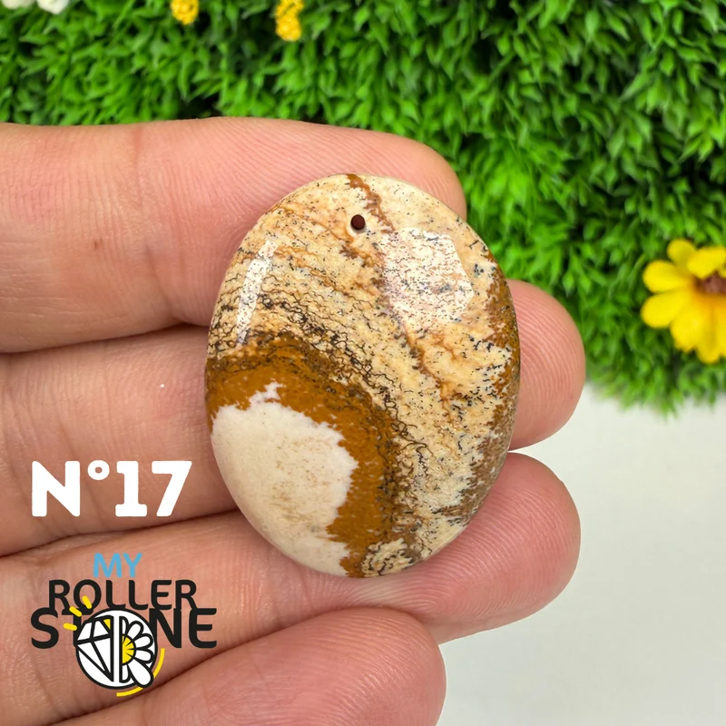 Colgante perforado Jasper Landscape 5A
