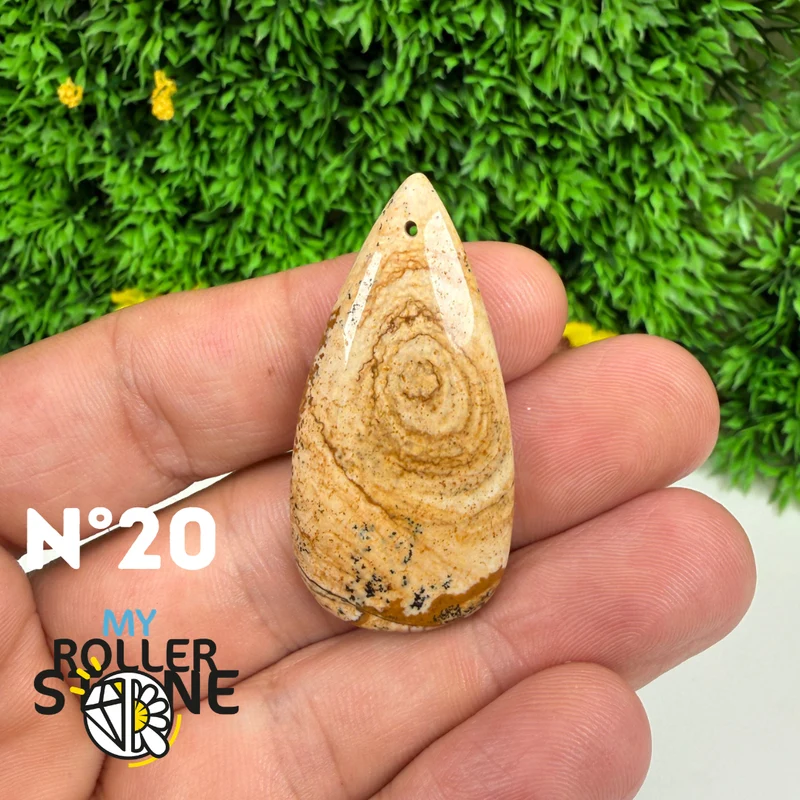 Colgante perforado Jasper Landscape 5A