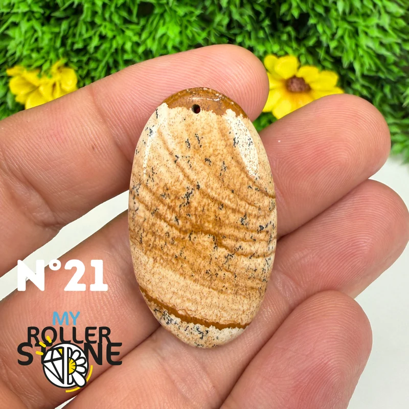 Colgante perforado Jasper Landscape 5A