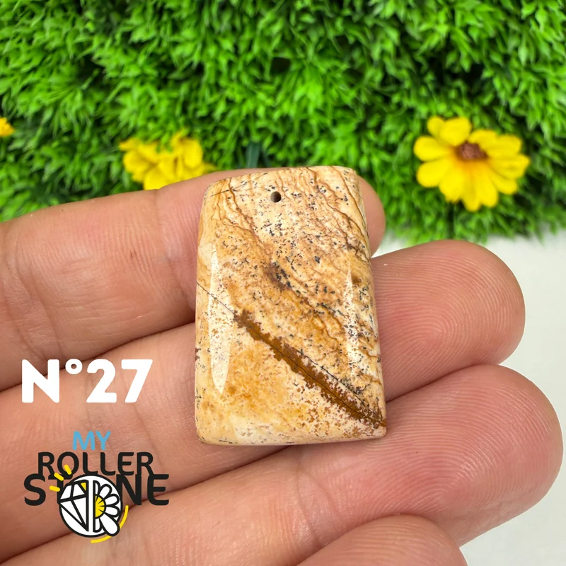 Colgante perforado Jasper Landscape 5A