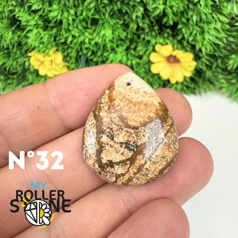 Colgante perforado Jasper Landscape 5A
