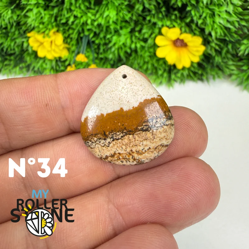 Colgante perforado Jasper Landscape 5A