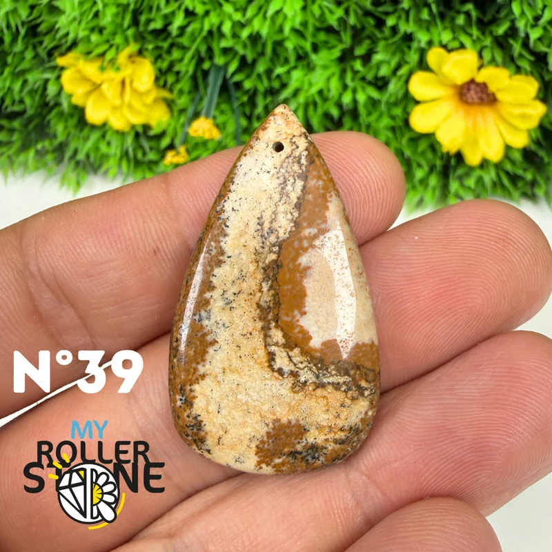 Colgante perforado Jasper Landscape 5A