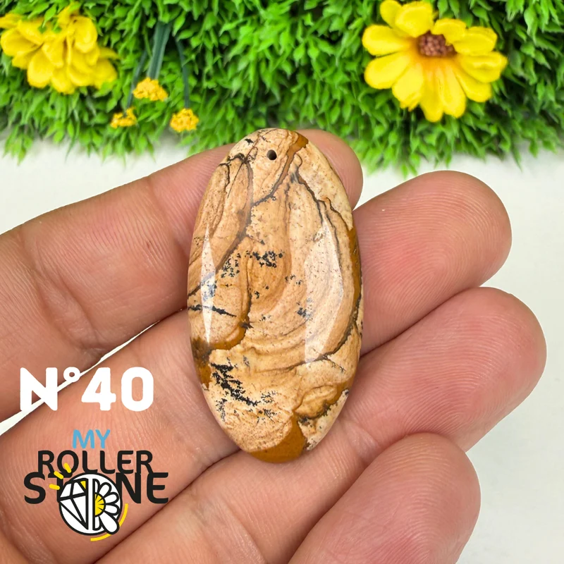 Colgante perforado Jasper Landscape 5A