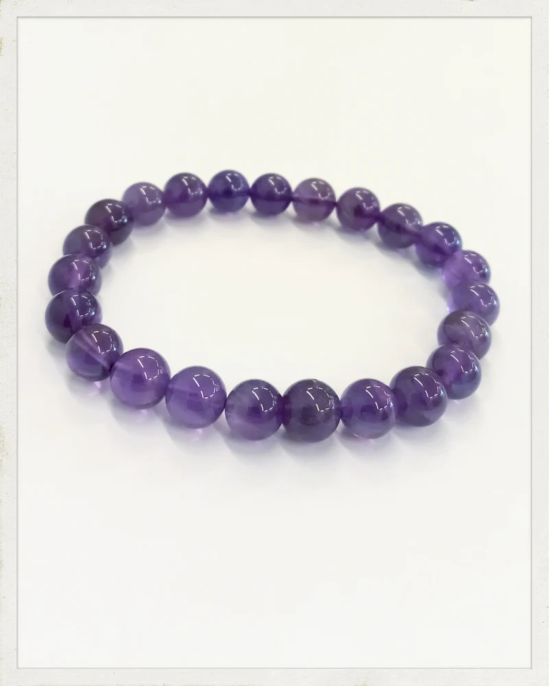 Pulsera de amatista (Bola de 8 mm.) Calidad EXTRA