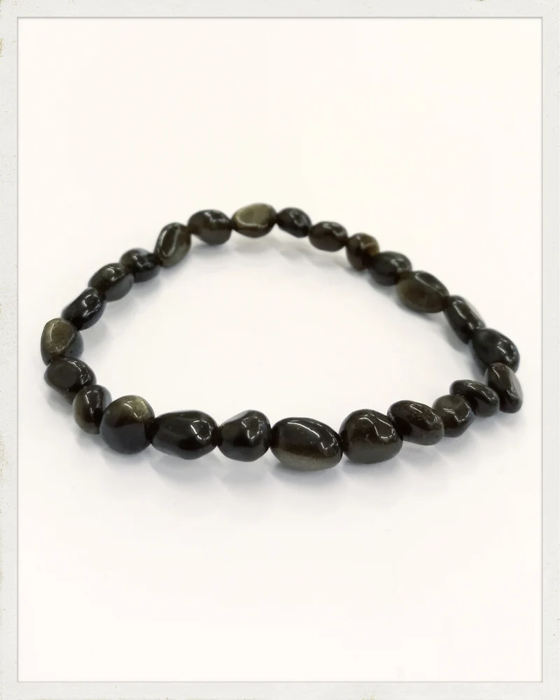 Pulsera de nuggets de obsidiana dorada