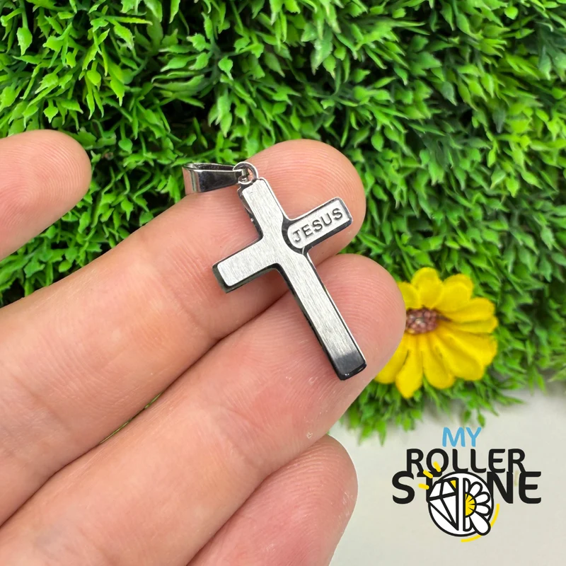 Colgante de cruz silviana con inscripción de JESÚS