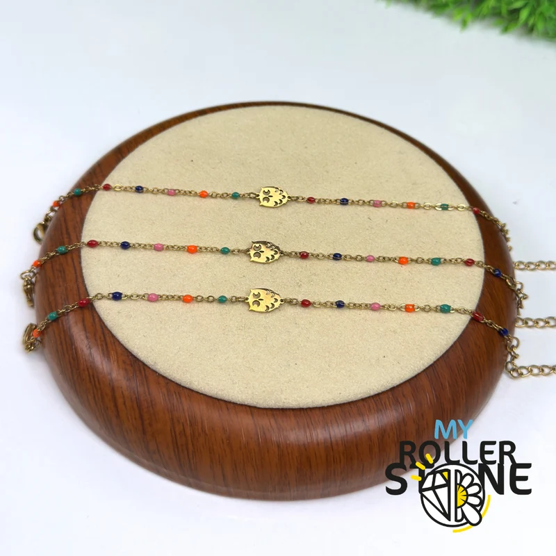 Pulsera de búho de acero inoxidable y esmalte