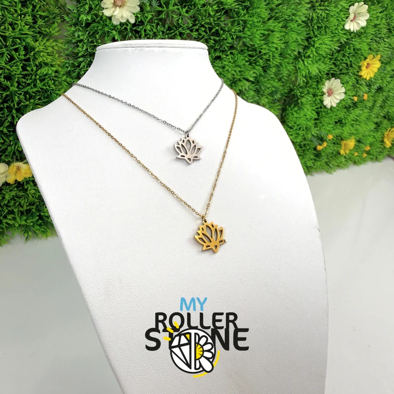Collar de loto de acero inoxidable
