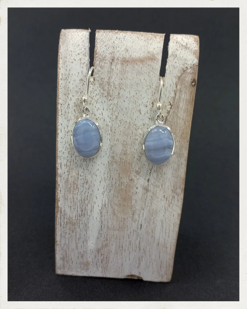 Pendientes de ágata de encaje azul y plata (EXCLUSIVO ONLINE)