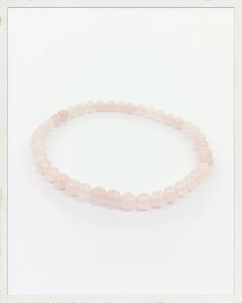 Pulsera de cuarzo rosa (Bola de 4 mm.)