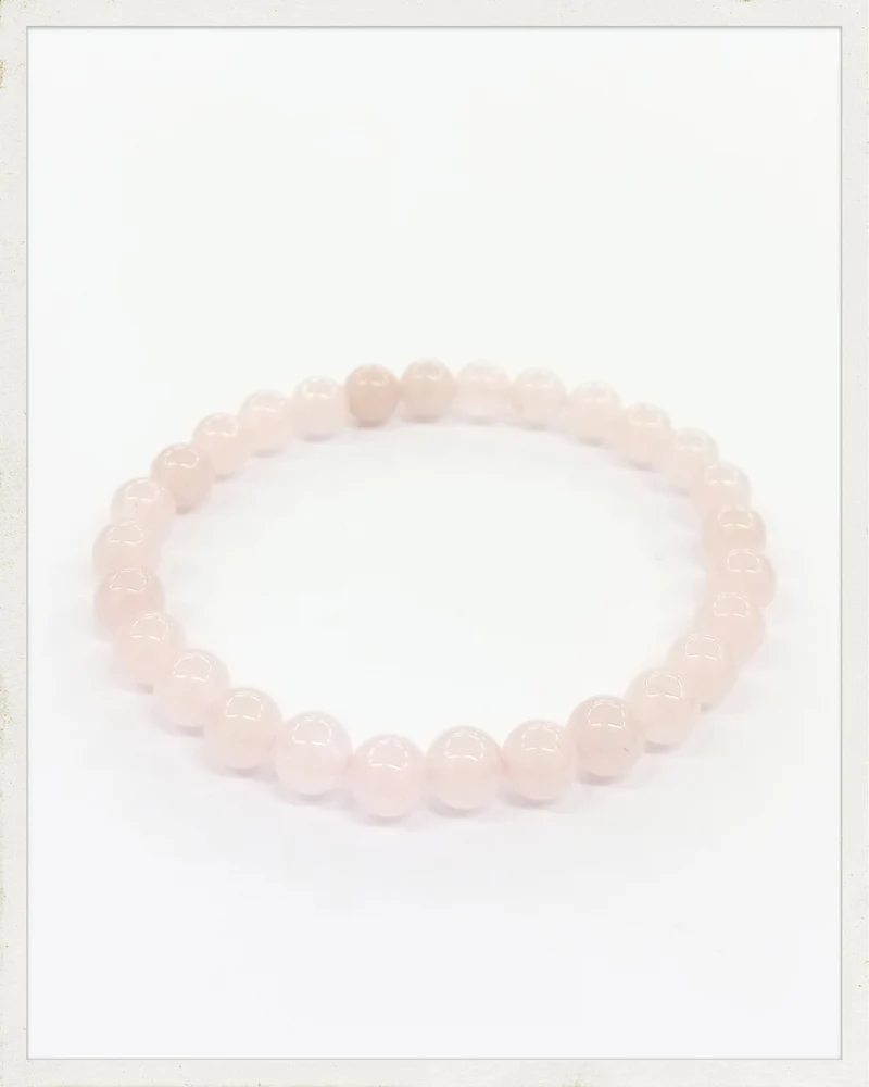 Pulsera de cuarzo rosa (Bola de 6 mm.)
