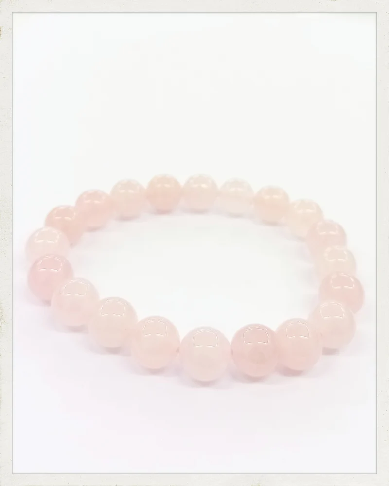 Pulsera de cuarzo rosa (Bola de 1 cm.)