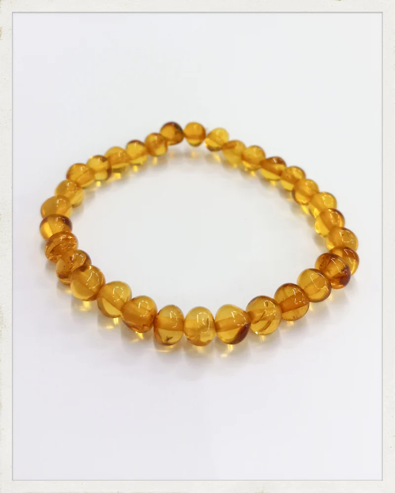 Pulsera de ámbar claro de cuentas irregulares