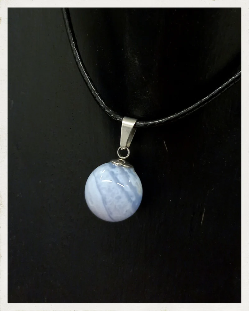 Colgante esfera ágata de encaje azul