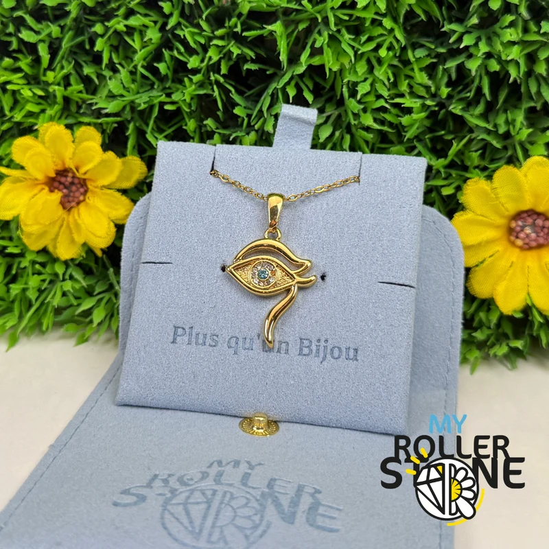 Colgante Ojo de Horus con diamantes de imitación en acero inoxidable