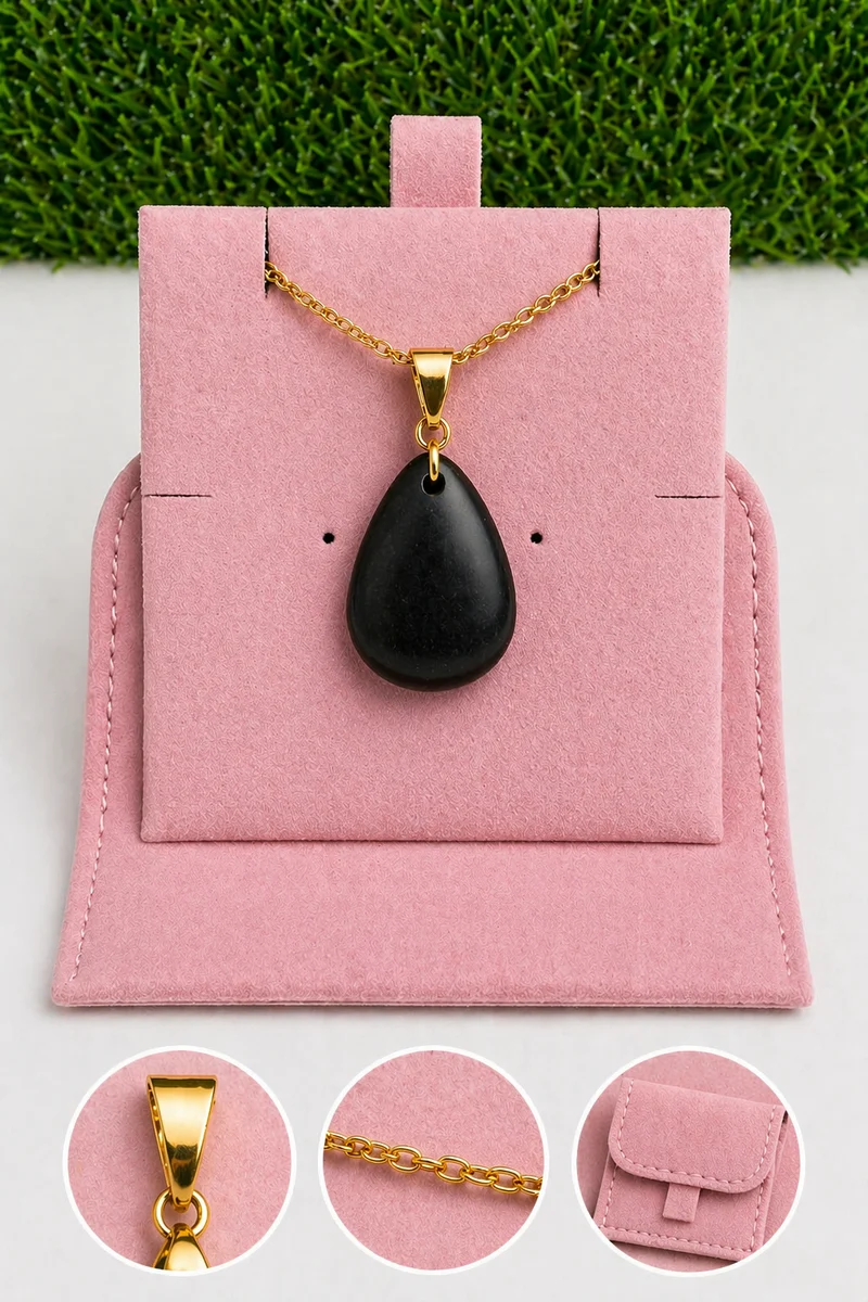 Caja para collar de oro (cadena + argolla + bolsa de gamuza)