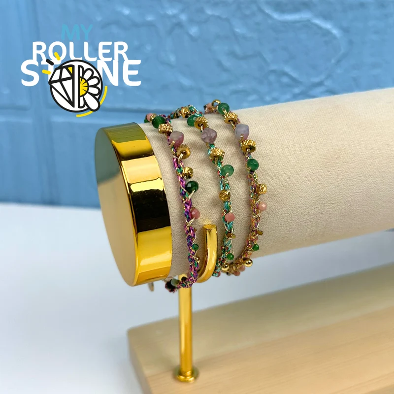 Pulsera bohemia tejida con piedra natural