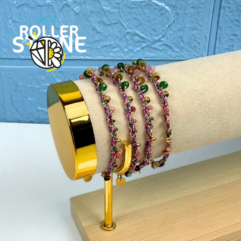 Pulsera bohemia tejida con piedra natural