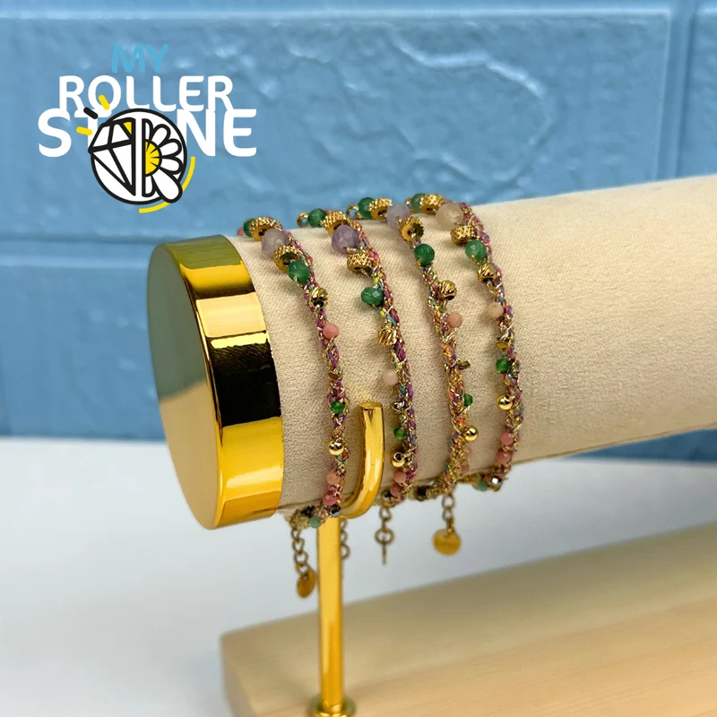 Pulsera bohemia tejida con piedra natural