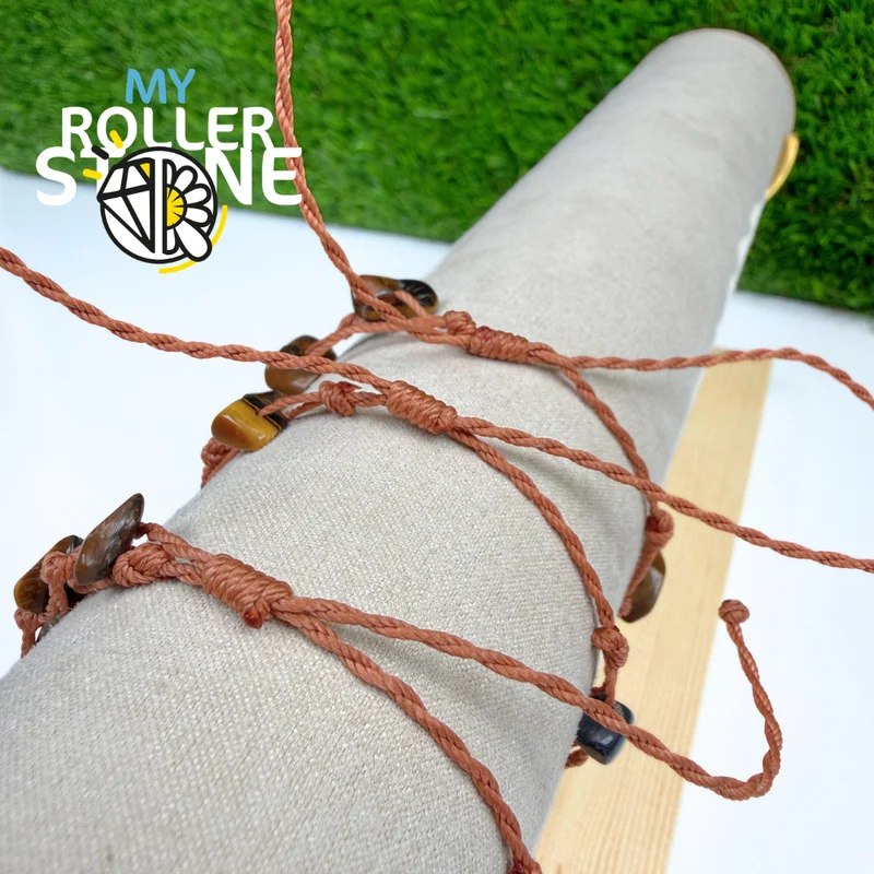 Pulsera de ojo de tigre con cordón encerado