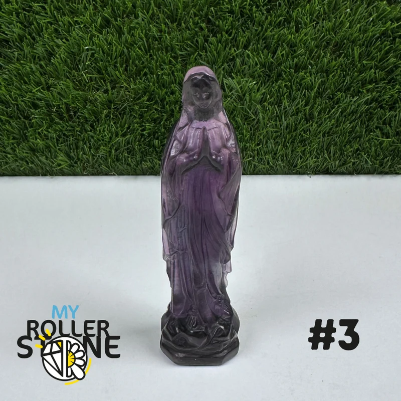 Estatuilla de la Virgen María de fluorita arcoíris