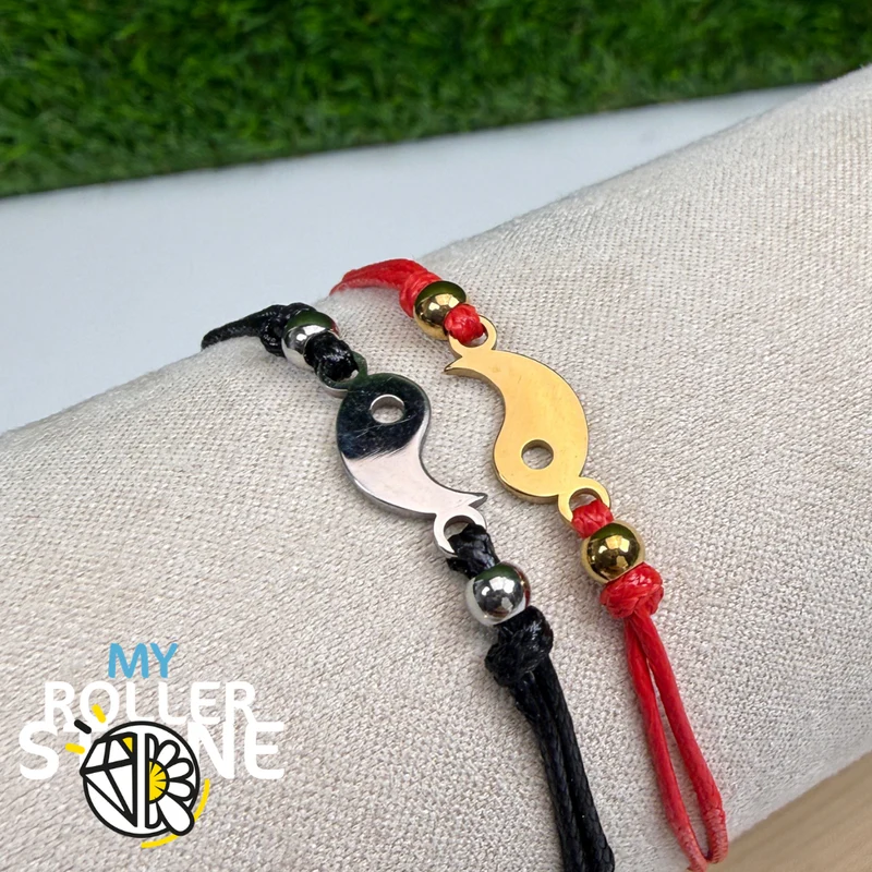 Pulsera Yin Yang de acero inoxidable (se vende en pares)