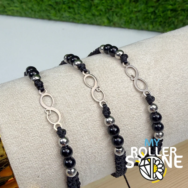 Pulsera ajustable Infinity trenzada con ónix