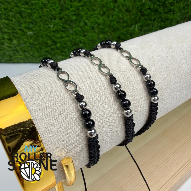 Pulsera ajustable Infinity trenzada con ónix