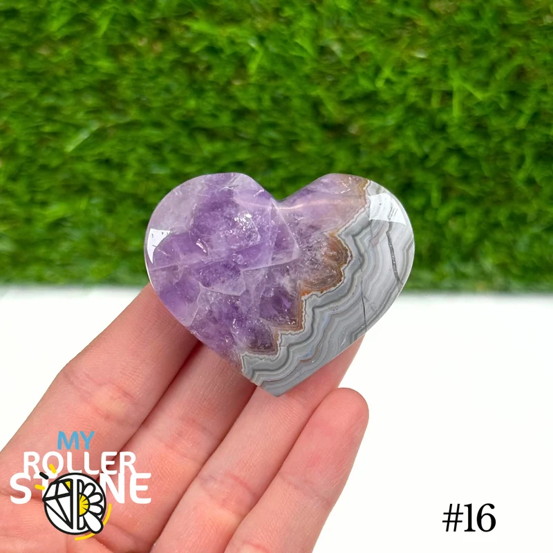 Corazón de amatista agatizada