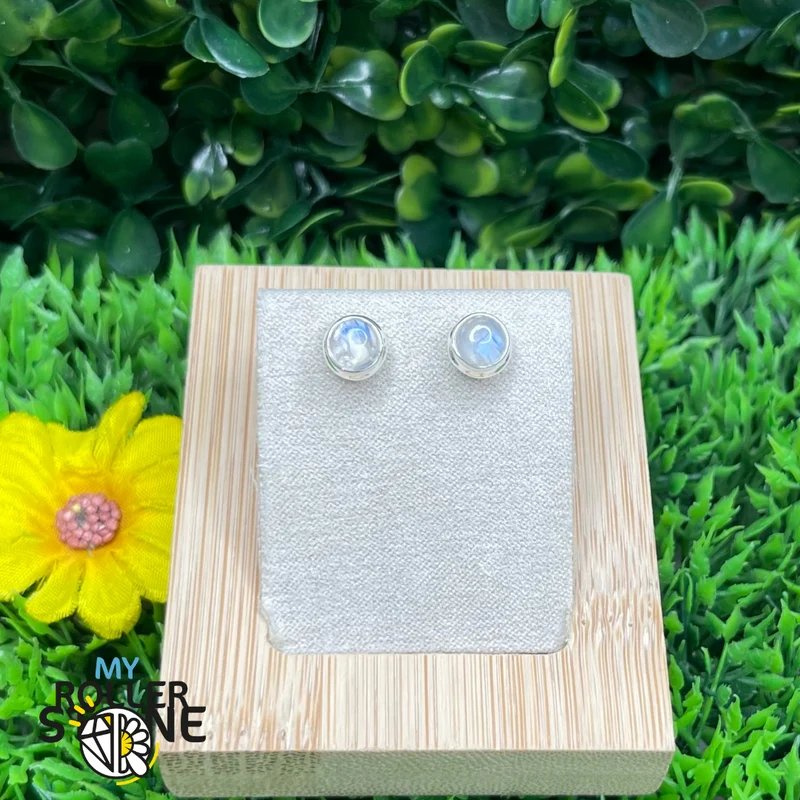 Pendientes de piedra lunar arcoíris n.º 6