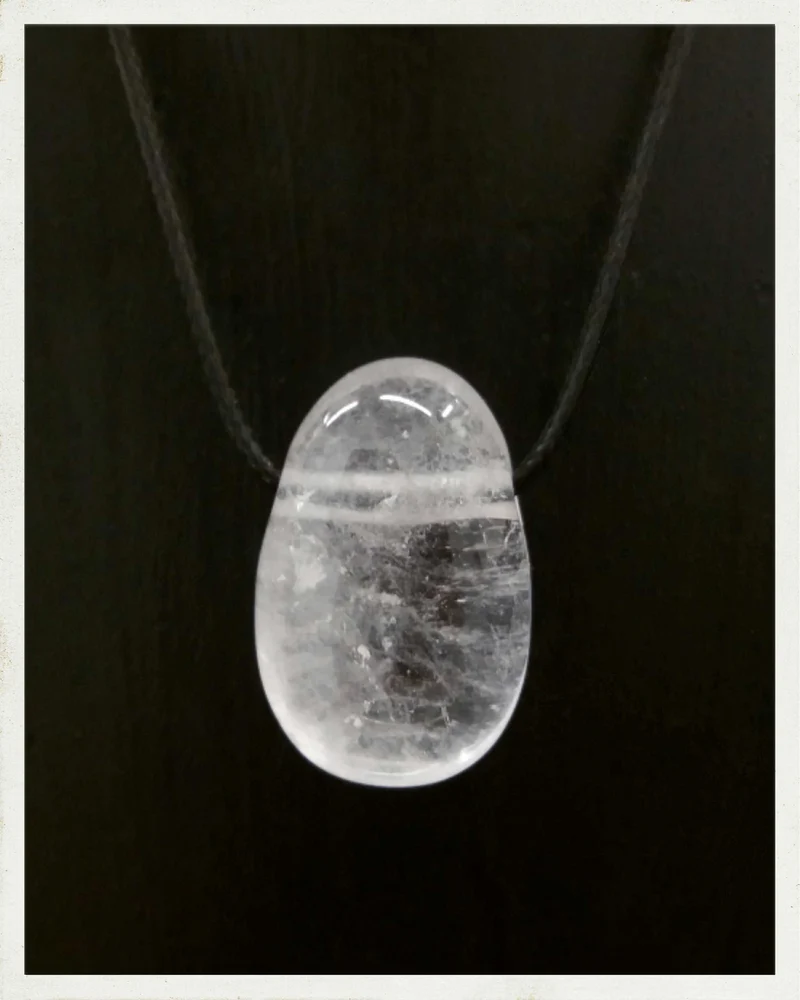 Colgante de cuarzo cristal de roca perforado