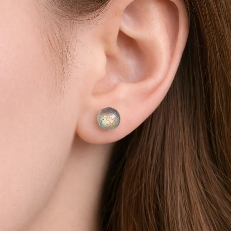 Pendientes de perla de labradorita en plata de ley 925