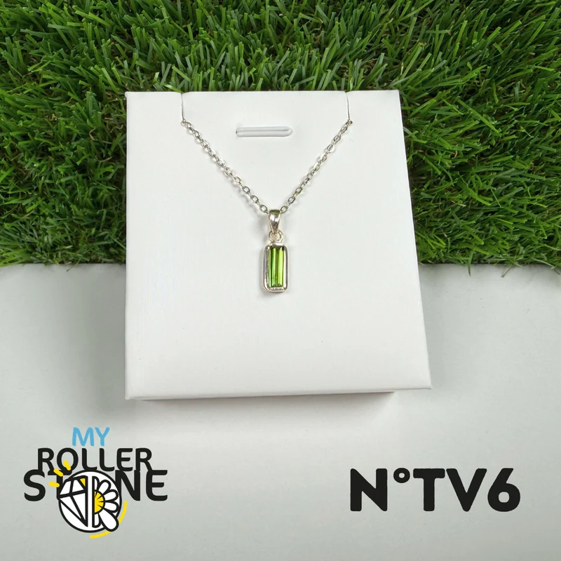 Colgante de turmalina verde (verdelita), plata de ley 925 #6