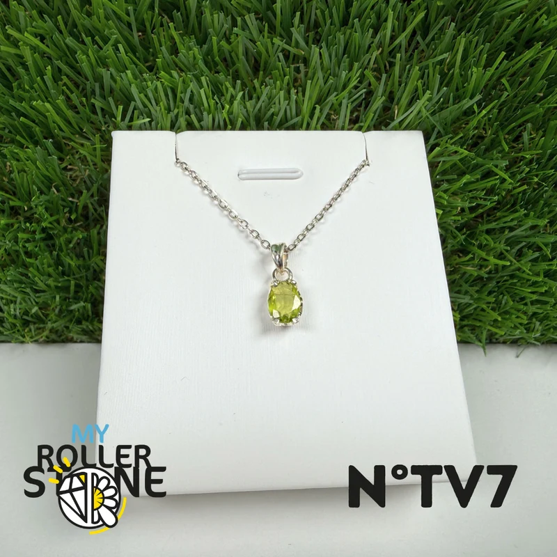 Colgante de turmalina verde (verdelita), plata de ley 925 #7
