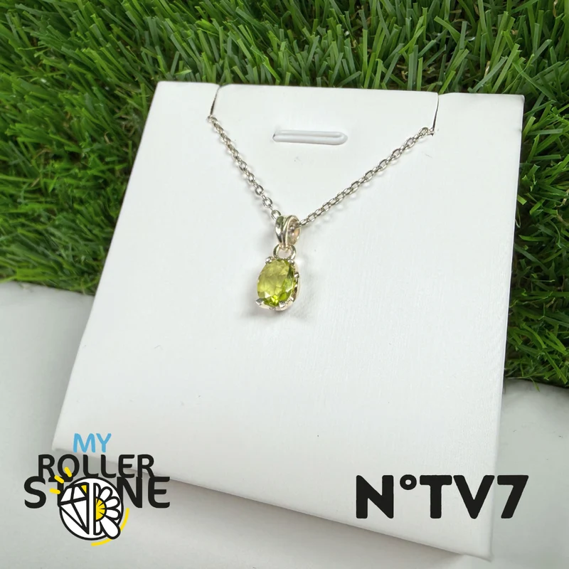 Colgante de turmalina verde (verdelita), plata de ley 925 #7