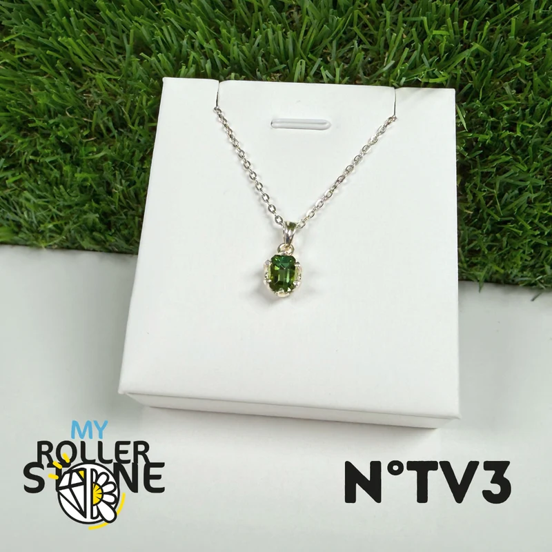 Colgante de turmalina verde (verdelita), plata de ley 925 #3