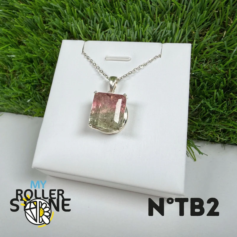 Colgante de turmalina sandía en plata de ley 925 - N.° 2