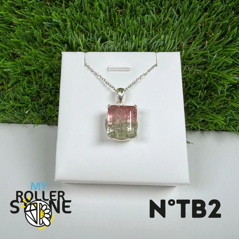 Colgante de turmalina sandía en plata de ley 925 - N.° 2