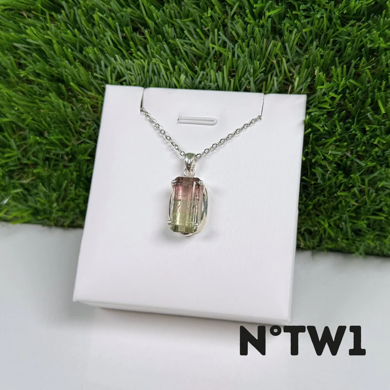 Colgante de turmalina sandía en plata de ley 925 - N.° 1