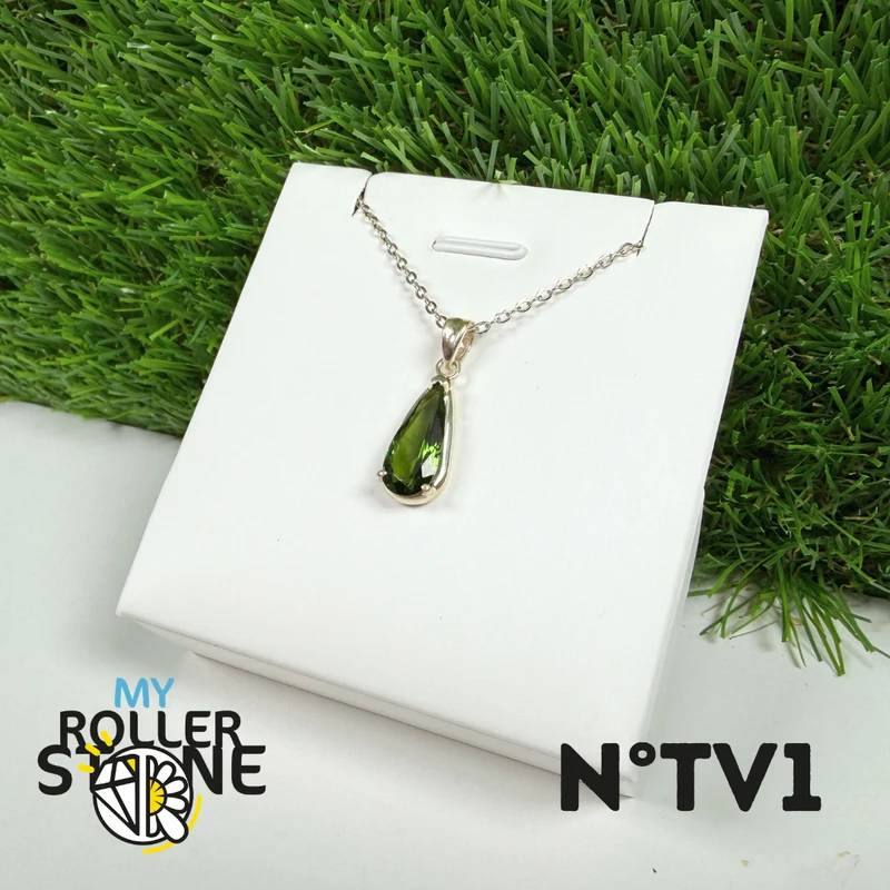 Colgante de turmalina verde (verdelita), plata de ley 925 #1