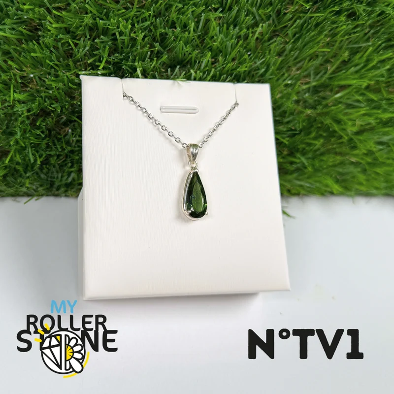 Colgante de turmalina verde (verdelita), plata de ley 925 #1