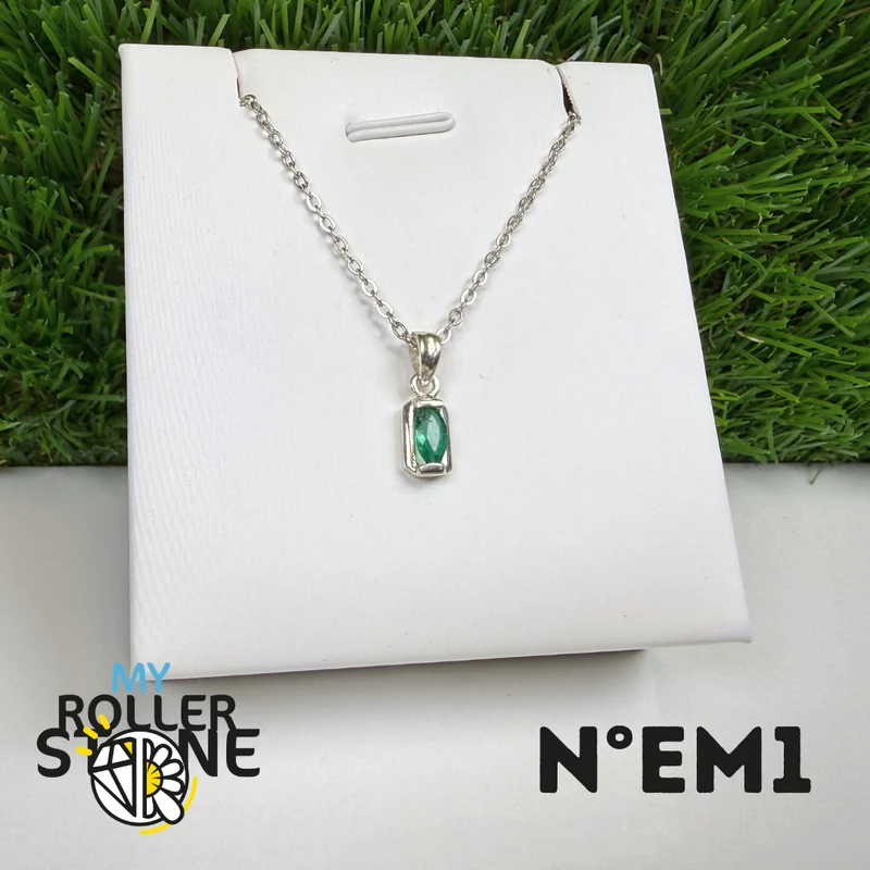 Colgante de esmeralda brasileña en plata de ley 925 #EM1