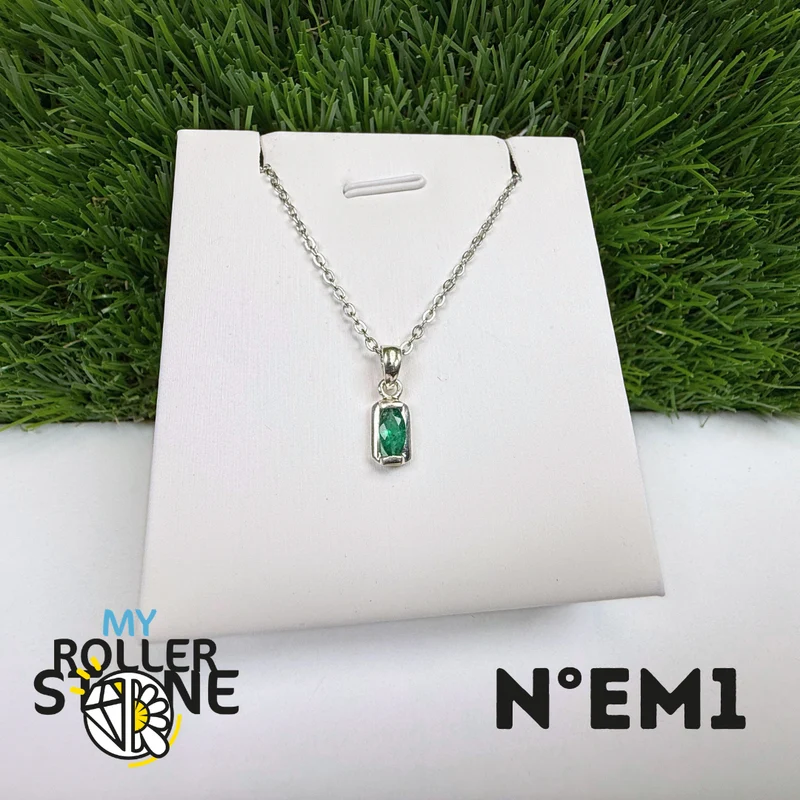 Colgante de esmeralda brasileña en plata de ley 925 #EM1